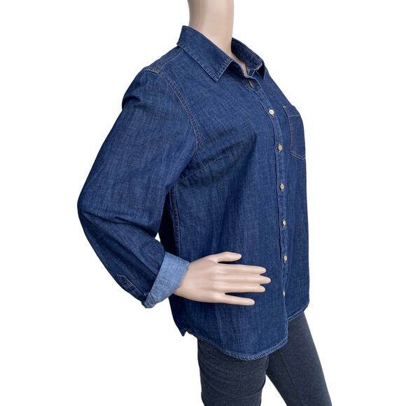 Tommy Hilfiger Women Long Sleeves Collared Button Front Denim Shirt Size L - Picture 3 of 5